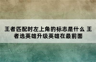 王者匹配时左上角的标志是什么 王者选英雄升级英雄在最前面